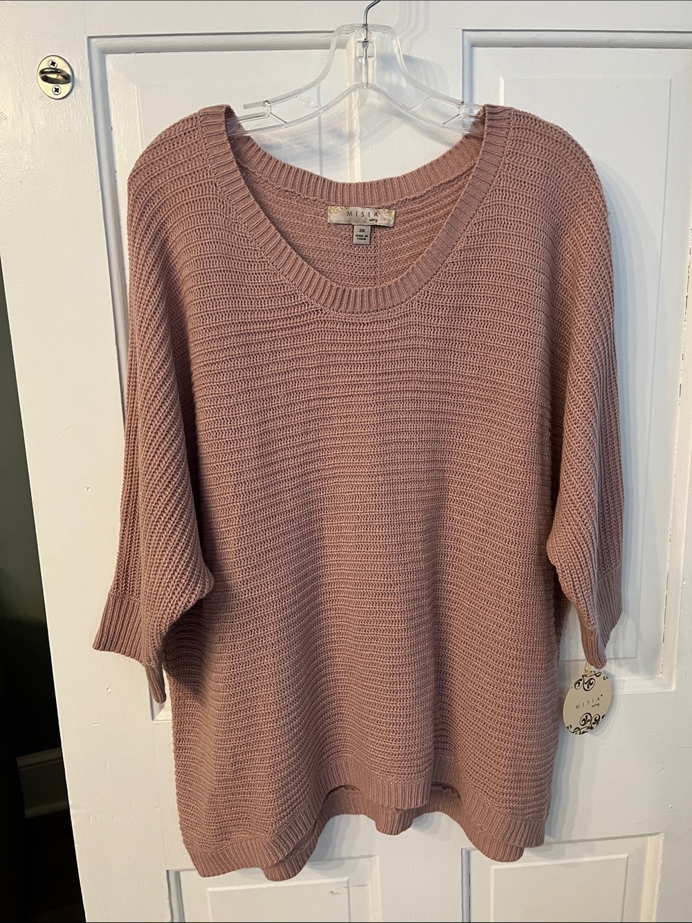 MUSIA Curvy 3X Mauve Sweater NWT Ribbed Knit